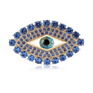 Gaze Evil Eye Royal Blue Crystals Brooch